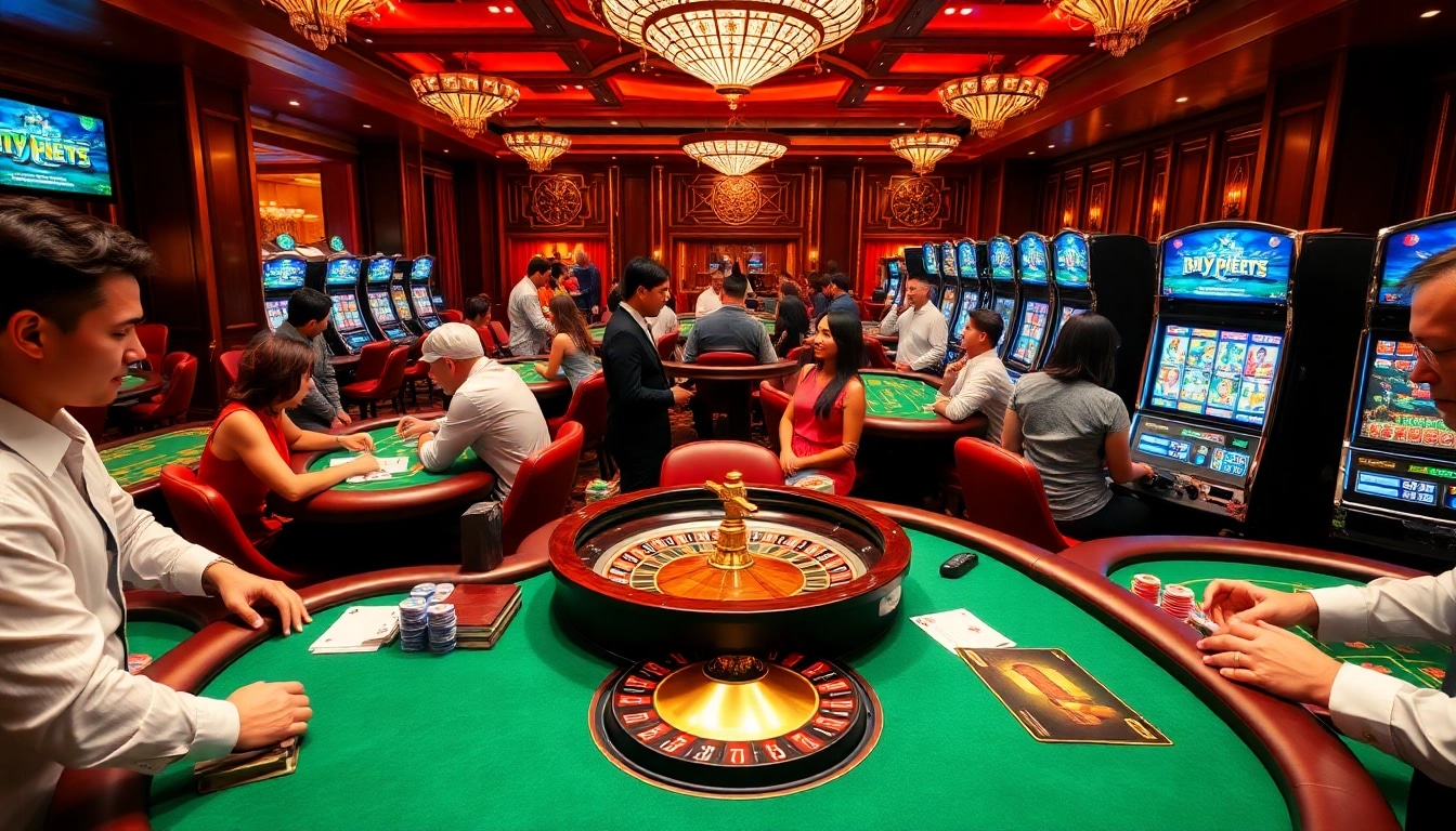 Experience thrilling moments at https://tx88at.com/ with vibrant casino scenes featuring roulette and poker action.