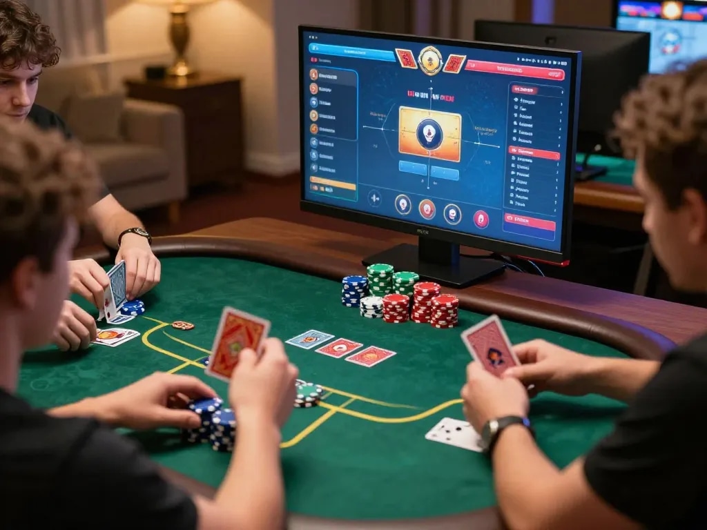 Engage with exhilarating online poker gameplay on 79KING COM, showcasing a vibrant virtual environment.