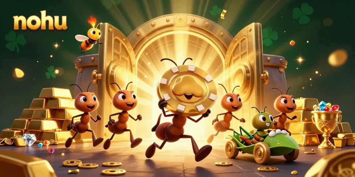 Engage in thrilling gameplay with nohu as ants embark on a heist for a giant golden poker chip.