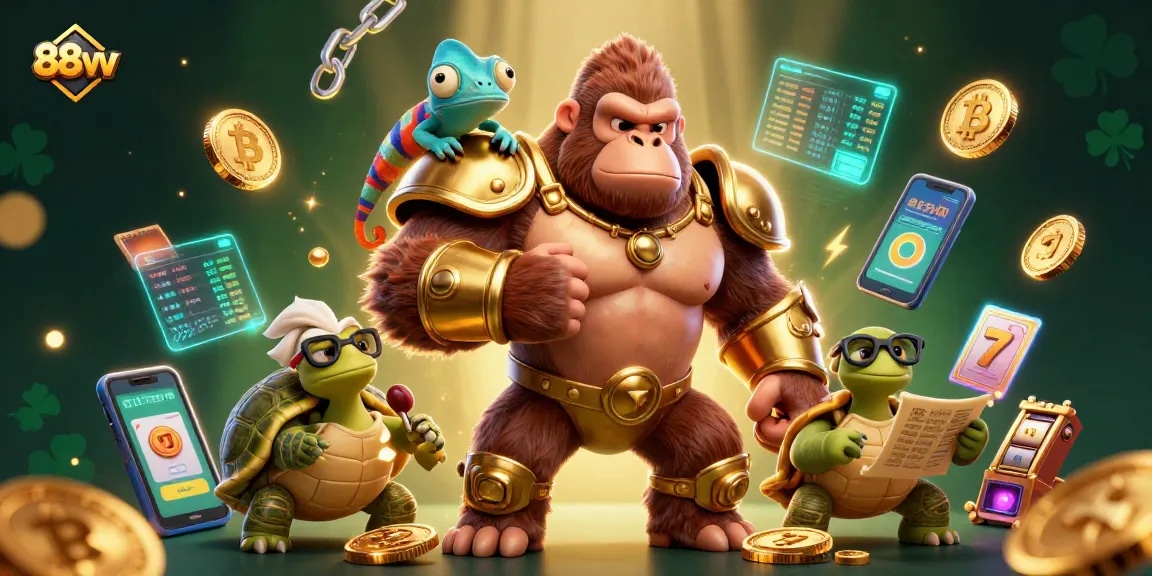 Engage with 88vv, featuring vibrant 3D characters and casino elements illustrating thrilling online gaming experiences.