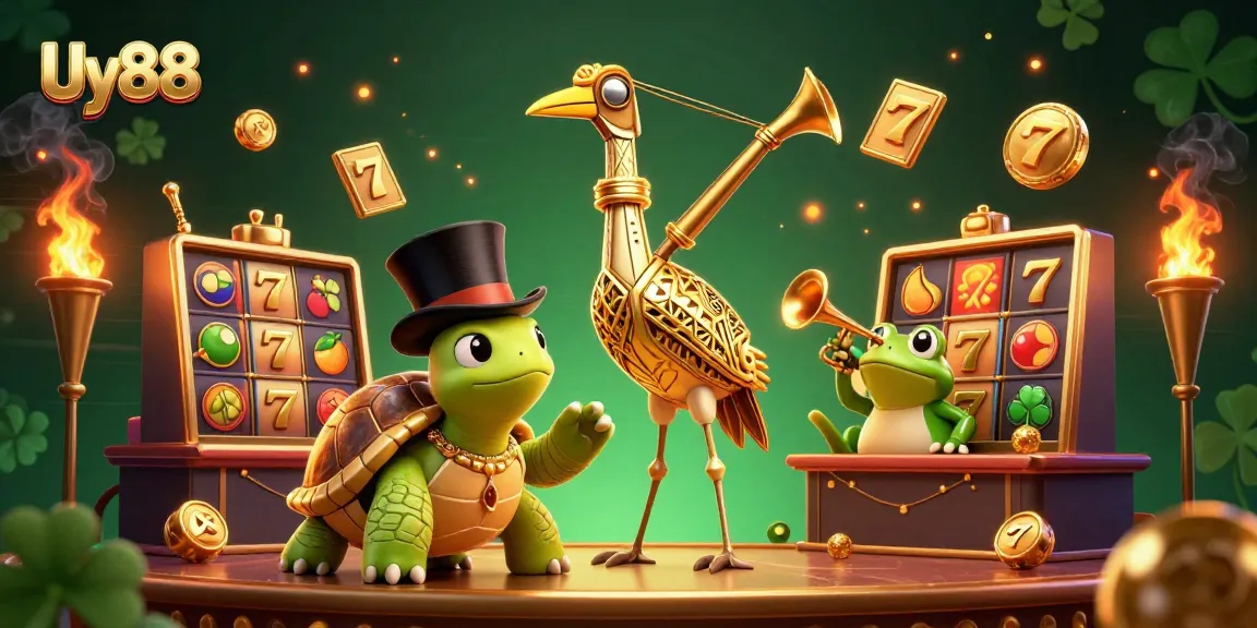 Experience thrilling slots gameplay with Uy88 at a vivid casino scene featuring colorful game elements.