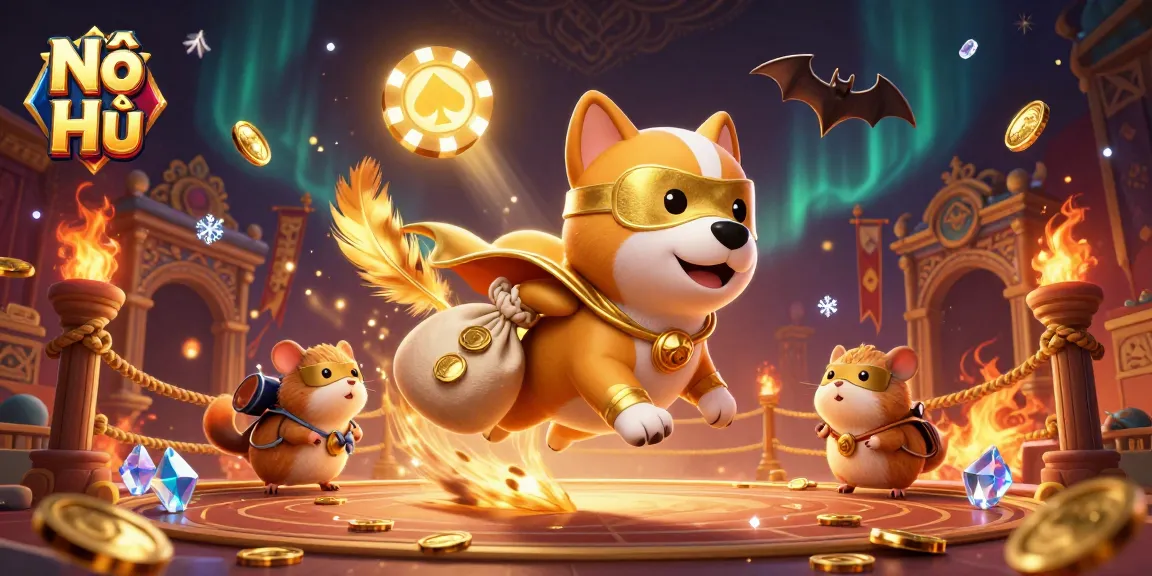 Experience the thrilling Nổ Hũ jackpot with animated characters in a vibrant casino setting.