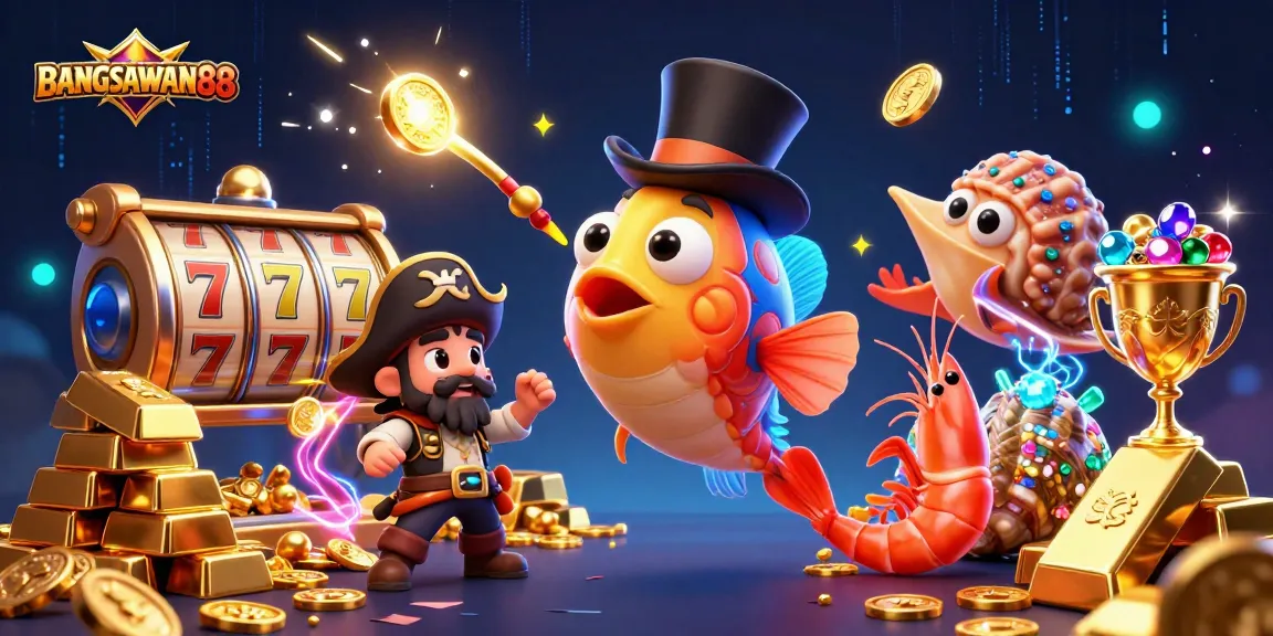 BANGSAWAN88 captures excitement with deep-sea characters and vibrant slot game elements.