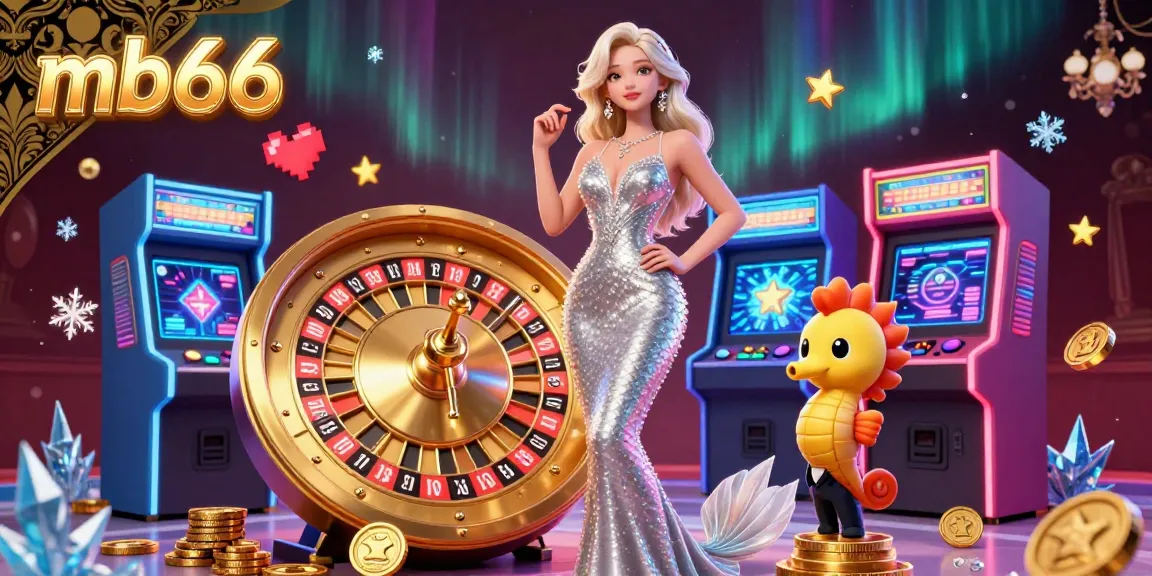 Engage in thrilling casino experiences with mb66, featuring a mermaid with chips and roulette.