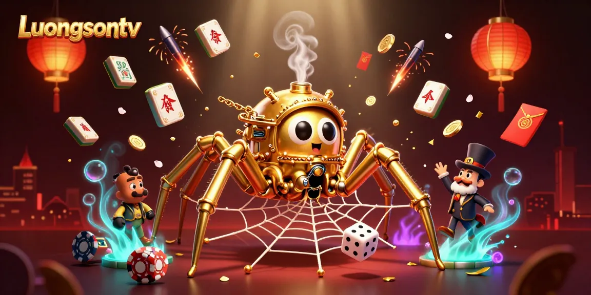 Experience thrilling action with Luongsontv as a steampunk spider weaves its golden web, capturing excitement.
