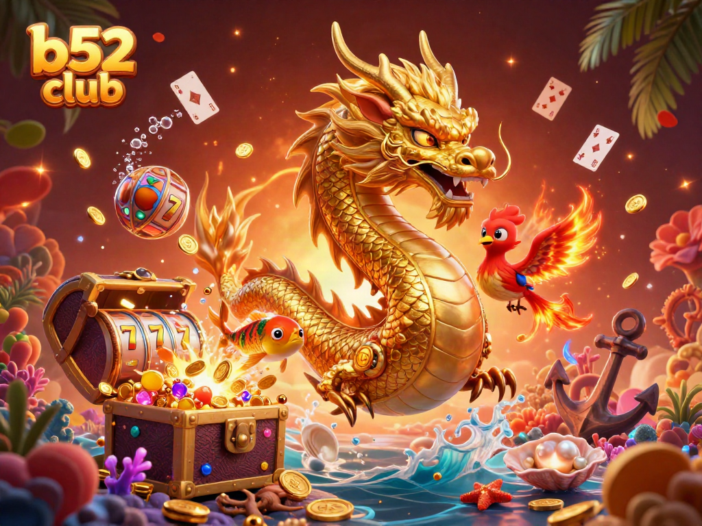 Experience thrilling gameplay with b52 club characters amidst dynamic casino elements and visual excitement.