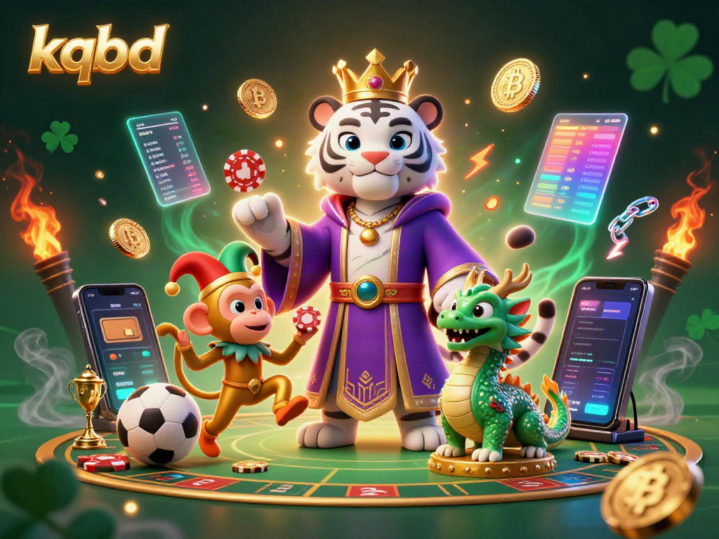 Engage with kqbd results while witnessing a vibrant, dynamic sports betting scene featuring a tiger, monkey, and dragon.