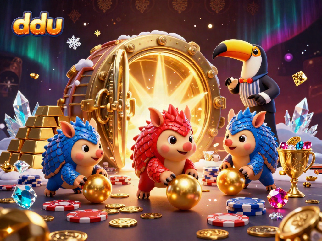 Experience thrilling dduu action as rival pangolins engage in a vibrant casino showdown.