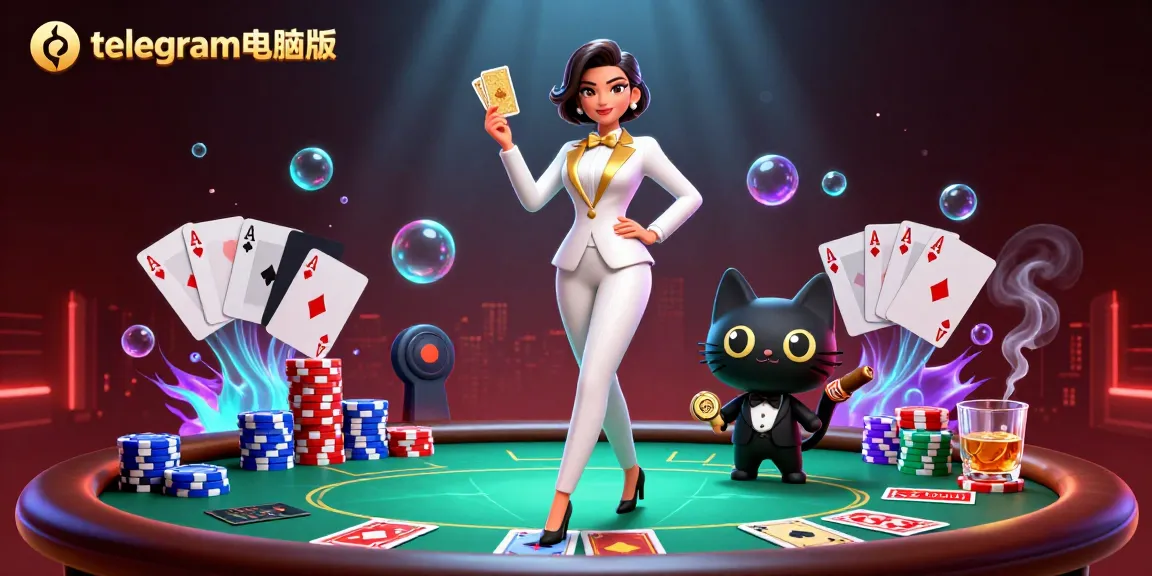 与telegram电脑版互动,一位迷人的女性在生机勃勃的扑克桌上洗牌。