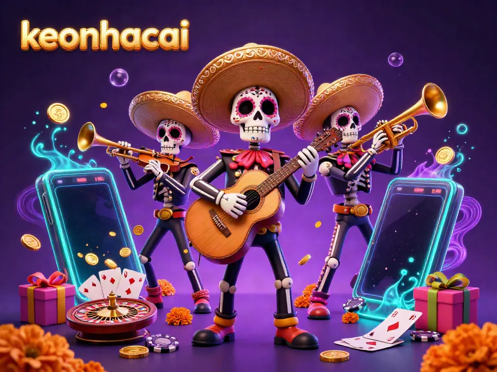 Experience the vibrant energy of keonhacai with a lively mariachi band engaging in a colorful slot game.