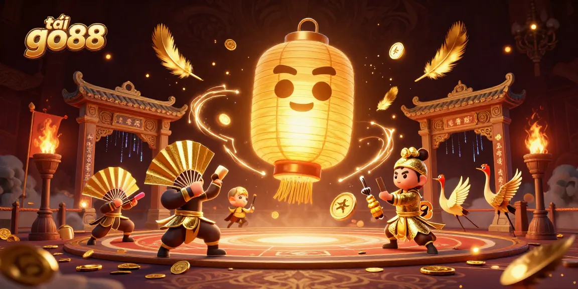 Engage with the vibrant scene of tải go88, featuring a golden lantern spirit and casino elements.