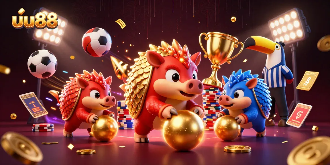 Experience thrilling gameplay at uu88 with vibrant pangolins amid sparkling casino elements.