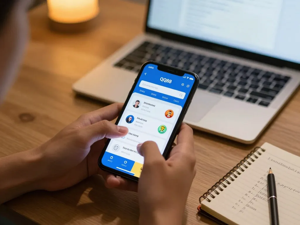 Engaging with the nhà cái QQ88 app for live betting on a smartphone during a cozy game night.