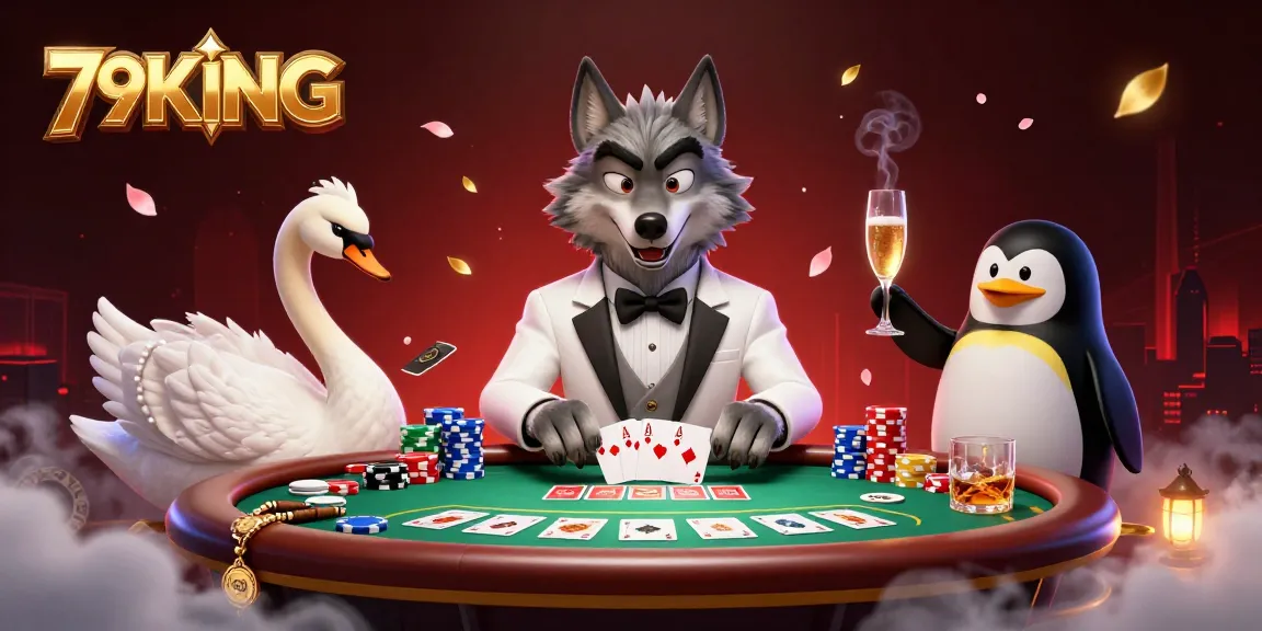 Experience thrilling baccarat gameplay with 79KING's vibrant 3D scene featuring characters and casino elements.