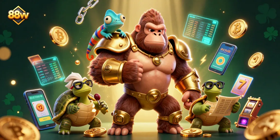 Engage with 88vv, featuring vibrant 3D characters and casino elements illustrating thrilling online gaming experiences.
