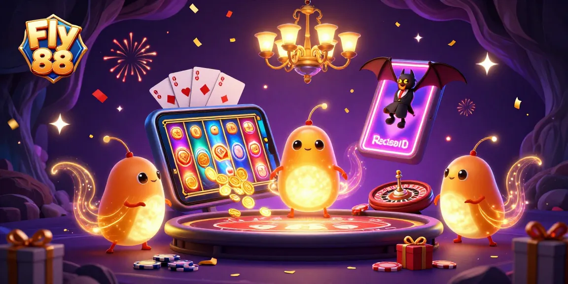 Experience Fly 88 in a vibrant casino scene with glimmering glowworms and exciting slot action.