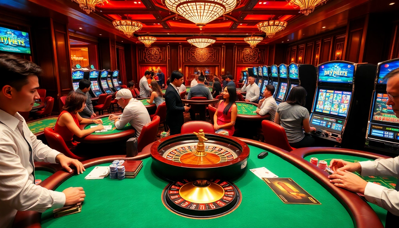 Experience thrilling moments at https://tx88at.com/ with vibrant casino scenes featuring roulette and poker action.