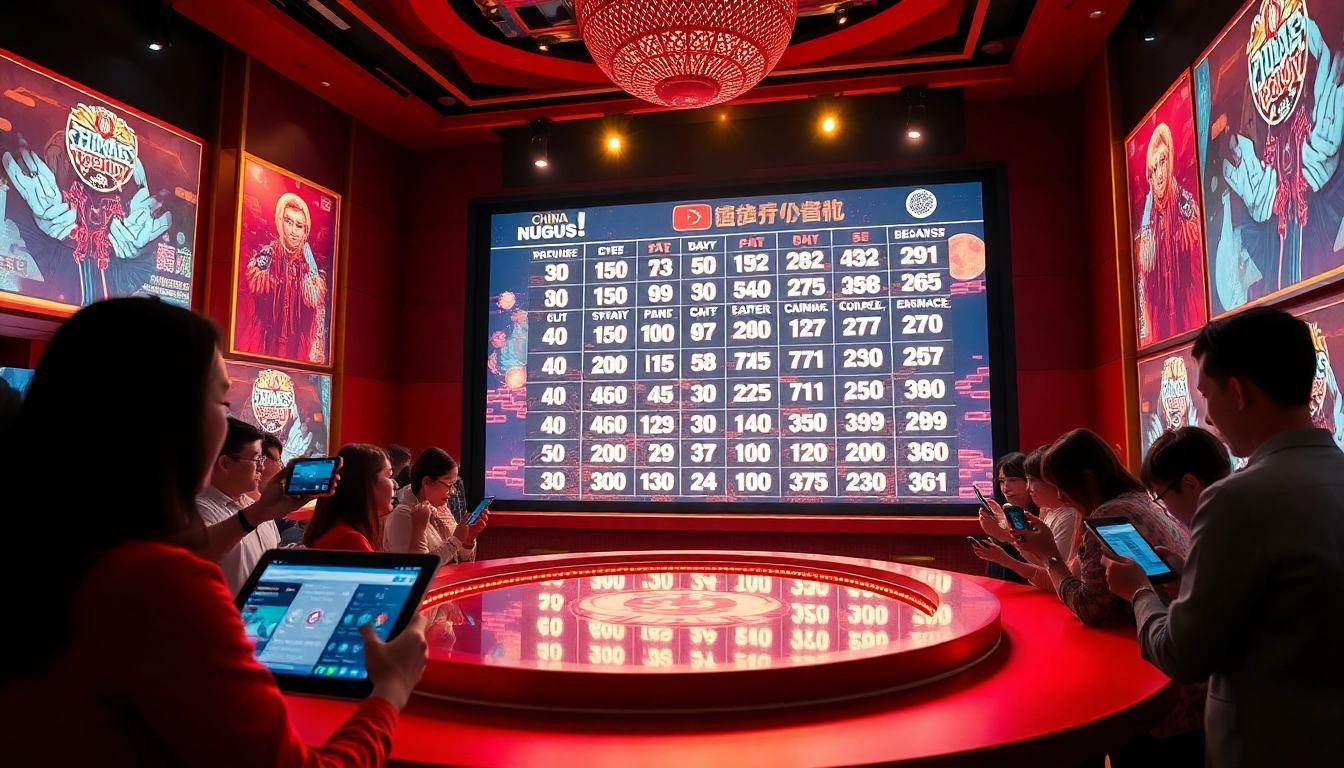 Live result display showcasing data china in an exciting lottery draw atmosphere.