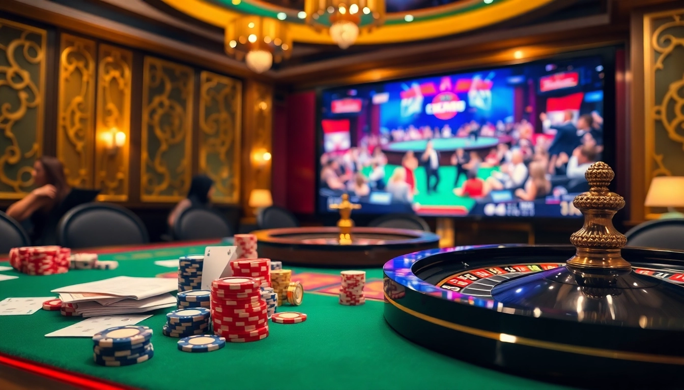 Experience the excitement of đá gà thomo with our professional live betting setup featuring poker chips and a roulette wheel.