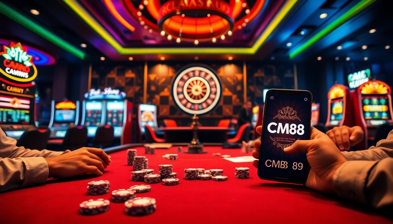 Experience the excitement of CM88 casino games with players strategizing at the poker table.