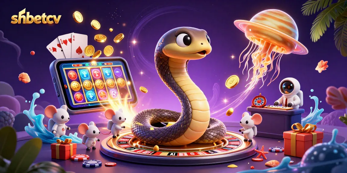 Experience thrilling bets with shbetcv in a vibrant casino scene featuring a Saturn snake and cosmic dealer.